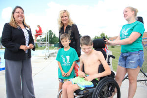 CEO Donna Belusar with Michelle McGuin and Johnny Riblet at Pierre Moran Pool Dedication